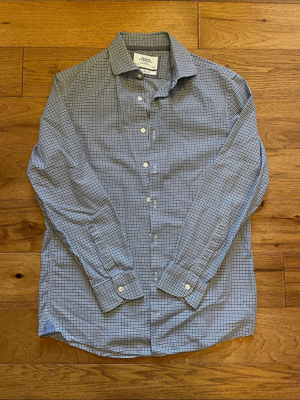 Charles Tyrwhitt Blue and White Check Dress Shirt